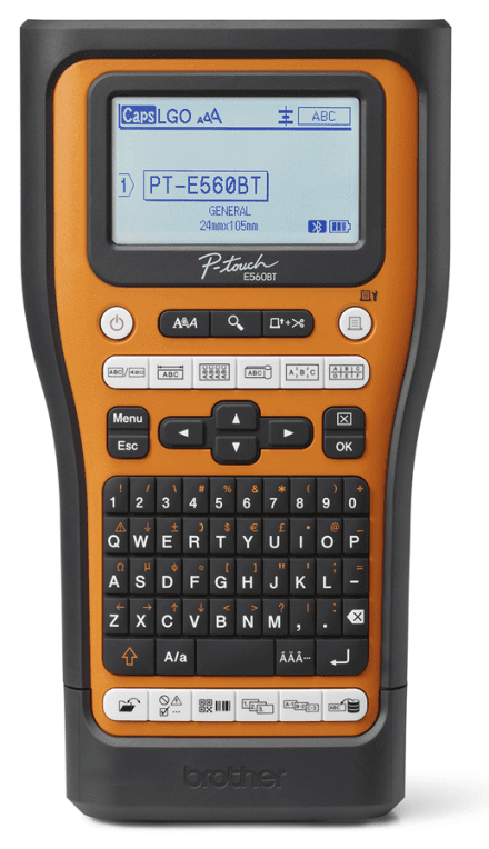 Brother PT-E560BTSP impresora de etiquetas Transferencia térmica 180 x 180 DPI 30 mm/s Inalámbrico y alámbrico HSE/TZe Bluetooth QWERTY