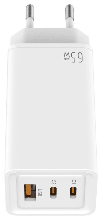 Leotec Cargador 65W GaN 2 USB-C PD + 1 USB-A Blanco