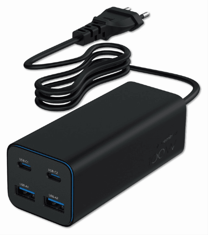 Gembird TA-UC-2A2C-PD100-01-BK cargador de dispositivo móvil Portátil, Smartphone Negro Corriente alterna Carga rápida Interior