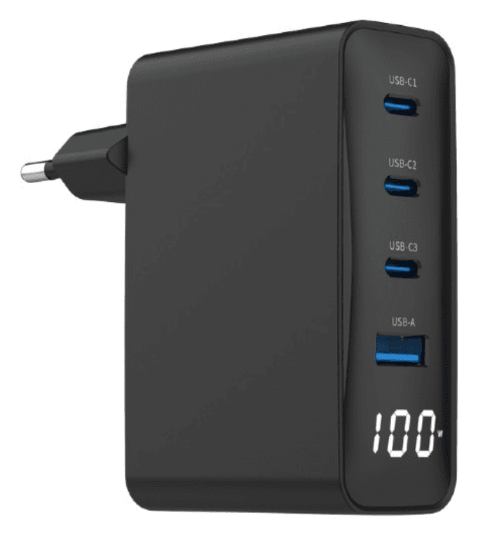 Gembird TA-UC-PDQC100LCD-01-BK cargador de dispositivo móvil Portátil, Smartphone Negro Corriente alterna Carga rápida Interior