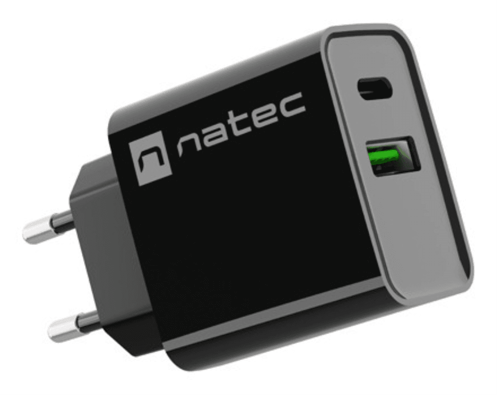 NATEC RIBERA Universal Negro Corriente alterna Carga rápida Interior