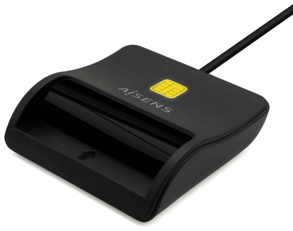 AISENS Lector De Tarjeta Inteligente DNI, USB-C, Negro
