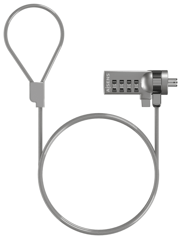 AISENS Cable de Seguridad con Cerradura de Combinacion para Ordenador, Monitor, Portatil 1.5M