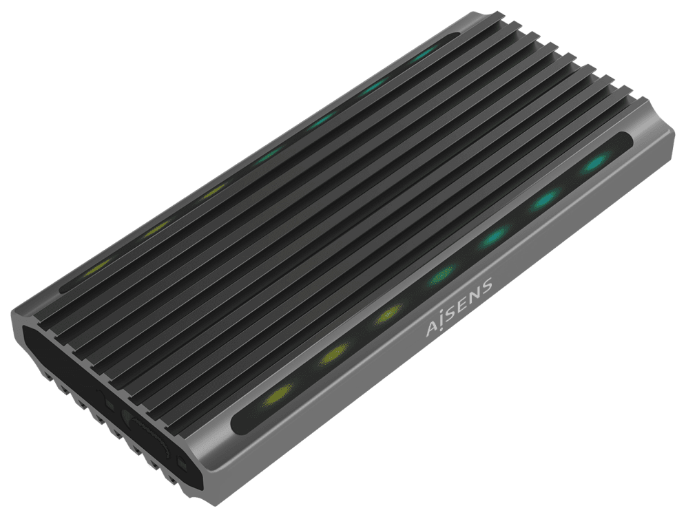 AISENS Caja Externa M.2 RGB Gaming ASM2-RGB011GR SATA/NVMe A USB3.1 Gen2, Gris
