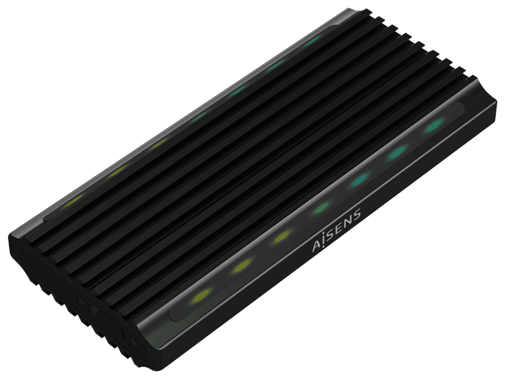 AISENS Caja Externa M.2 RGB Gaming ASM2-RGB012B SATA/NVMe A USB3.1 Gen2, Negra