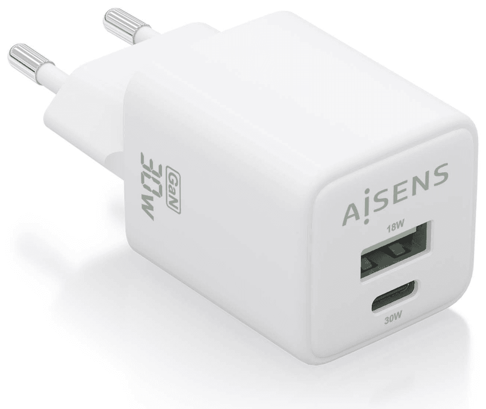 AISENS ASCH-30W2P037-W cargador de dispositivo móvil Universal Corriente alterna Carga rápida Interior