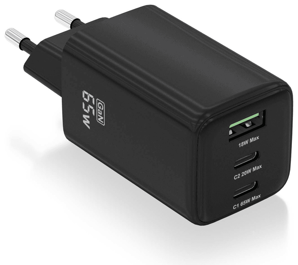 AISENS ASCH-65W3P042-BK cargador de dispositivo móvil Universal Corriente alterna Carga rápida Interior