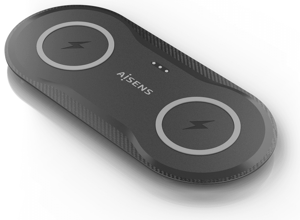 AISENS ASCH-15W2WC060-BK cargador de dispositivo móvil Auriculares, Smartphone Cargador inalámbrico Interior