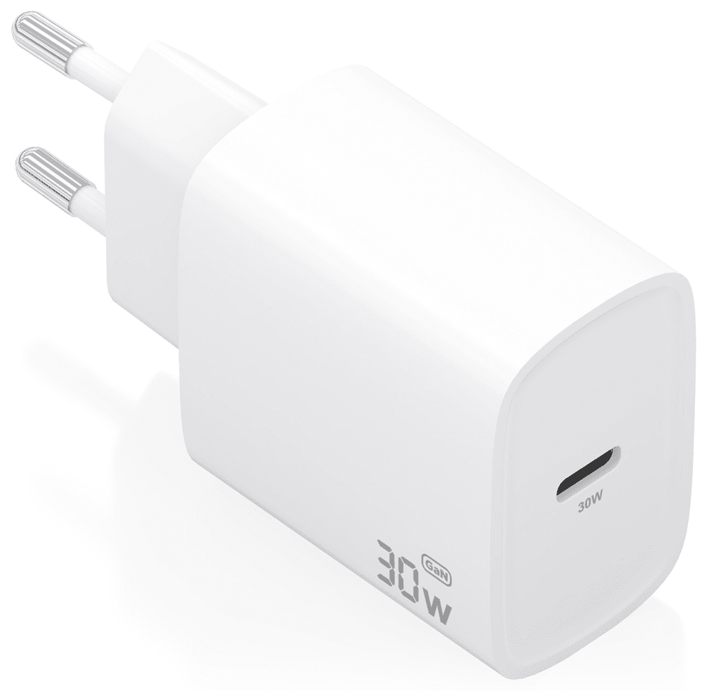 AISENS Cargador GaN 30W, 1xUSB-C PD3.0, Blanco