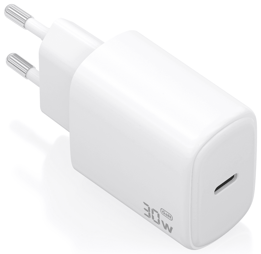 AISENS Cargador GaN 30W, 1xUSB-C PD3.0, Blanco