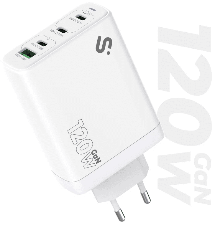 SUBBLIM Cargador GaN 120W USB-C, 4 Puertos (3x USB-C + 1x USB-A)