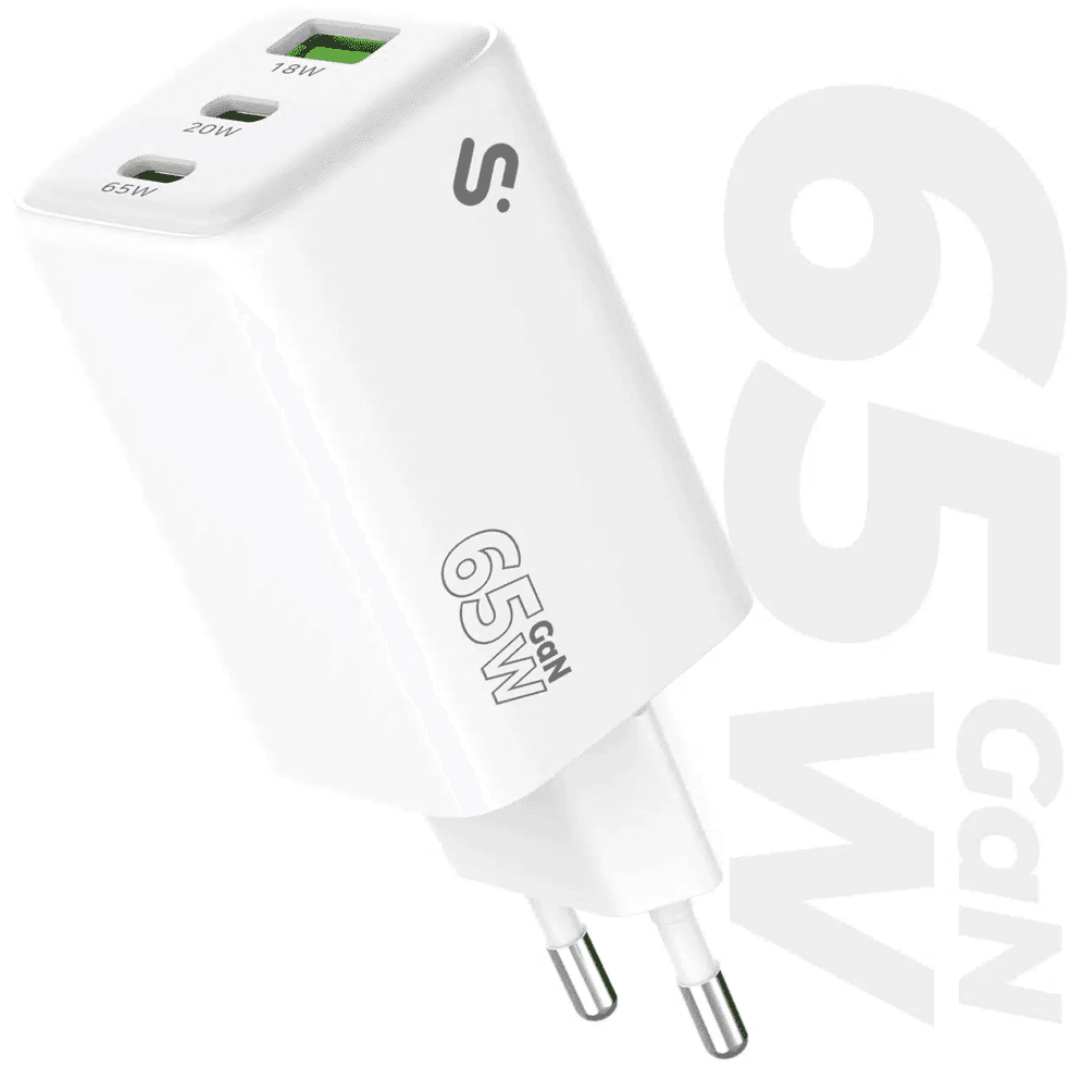 SUBBLIM Cargador GaN 65W USB-C + USB-C + USB-A