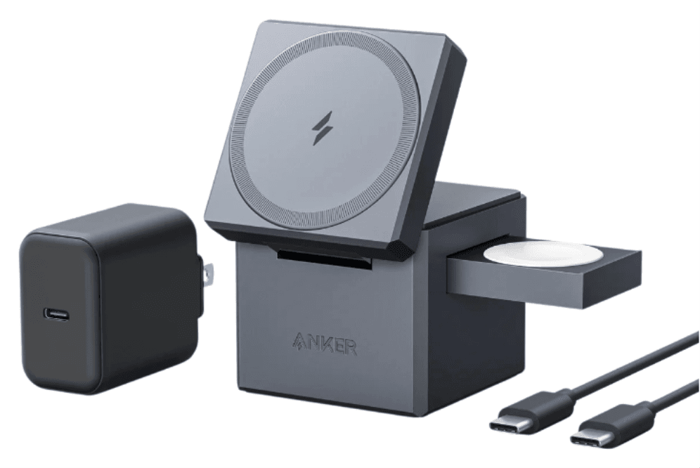 Anker Innovations Y1811G11 cargador de dispositivo móvil Auriculares, Smartphone, Reloj inteligente Negro Corriente alterna, USB Cargador inalámbrico Carga rápida Interior