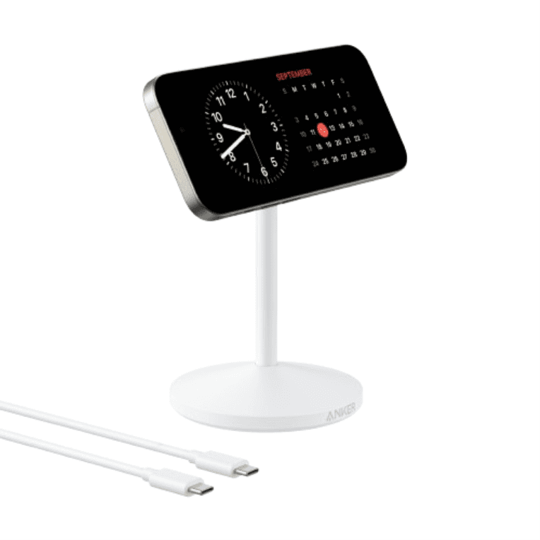 Anker MagGo Auriculares, Auriculares, Smartphone, Reloj inteligente Blanco USB Cargador inalámbrico Carga rápida Interior