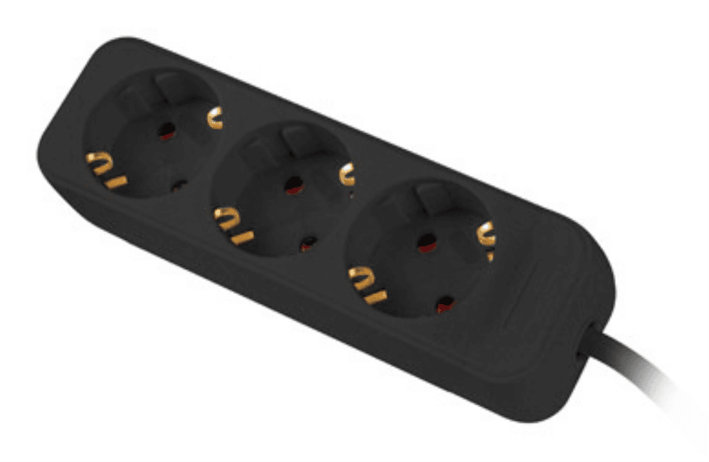 Lanberg PS0-03F-0150-BK base múltiple 1,5 m 3 salidas AC Interior Negro