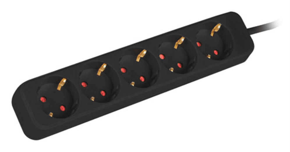 Lanberg PS0-05F-0150-BK base múltiple 1,5 m 5 salidas AC Interior Negro