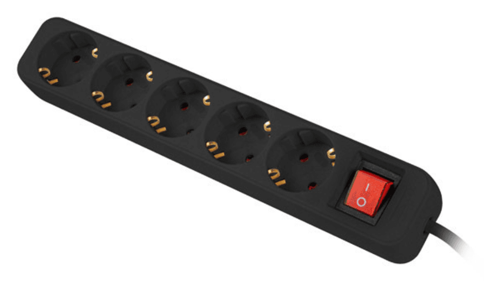 Lanberg PS1-05F-0300-BK base múltiple 3 m 5 salidas AC Interior Negro
