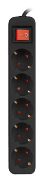 Lanberg PS1-05F-0150-BK base múltiple 1,5 m 5 salidas AC Interior Negro