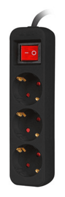 Lanberg PS1-03F-0150-BK base múltiple 1,5 m 3 salidas AC Interior Negro