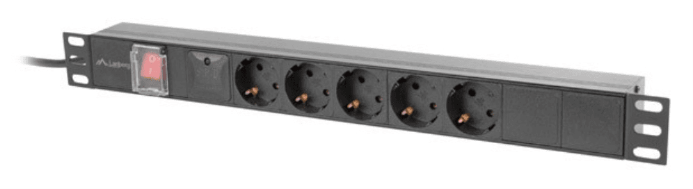Lanberg PDU-05F-0200-BK unidad de distribución de energía (PDU) 5 salidas AC 1U Negro