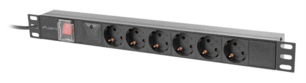 Lanberg PDU-06F-0200-BK unidad de distribución de energía (PDU) 6 salidas AC 1U Negro