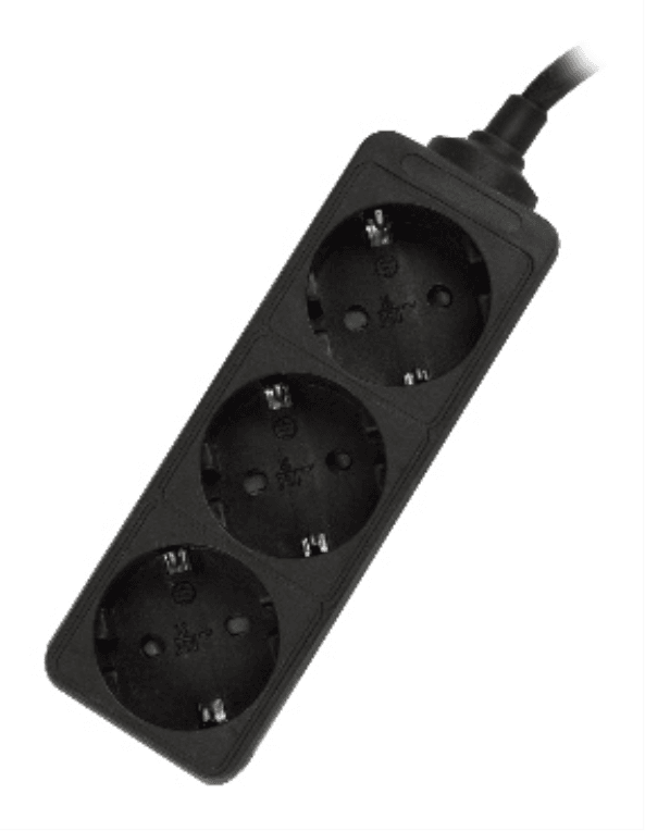 Ewent EW3959 base múltiple 1,5 m 3 salidas AC Interior Negro