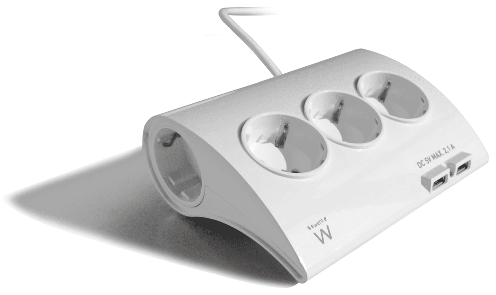 Ewent EW3935 base múltiple 1,5 m 5 salidas AC Interior Blanco