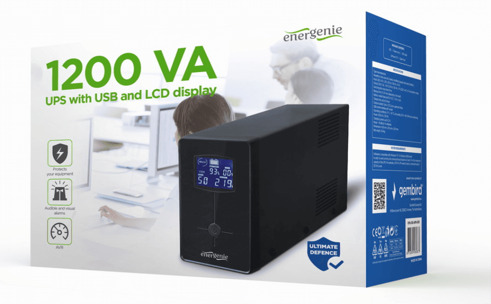Gembird EG-UPS-033 sistema de alimentación ininterrumpida (UPS) Línea interactiva 1,2 kVA 720 W 3 salidas AC