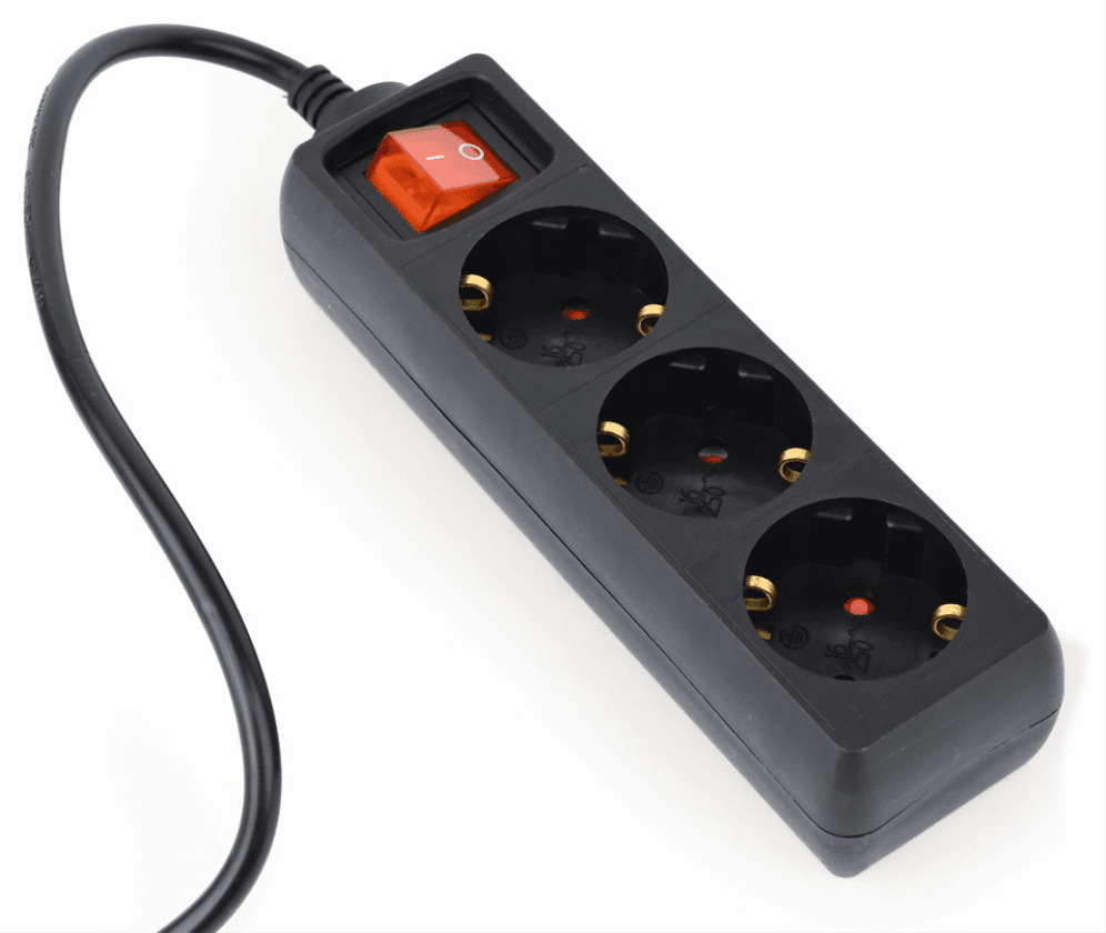 Gembird EG-PSU3-01 base múltiple 0,6 m 3 salidas AC Interior Negro