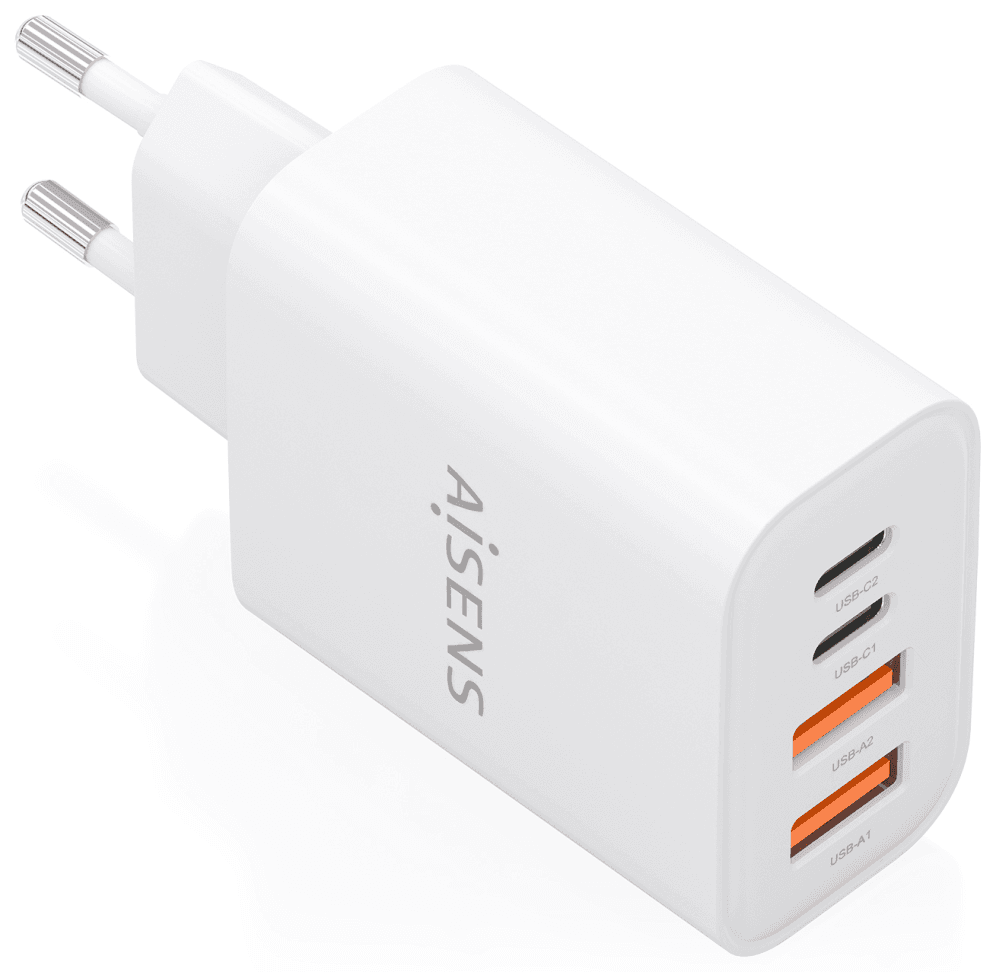 AISENS Cargador GaN 32W, 2xUSB-C PD3.0, 2xUSB-A, Blanco