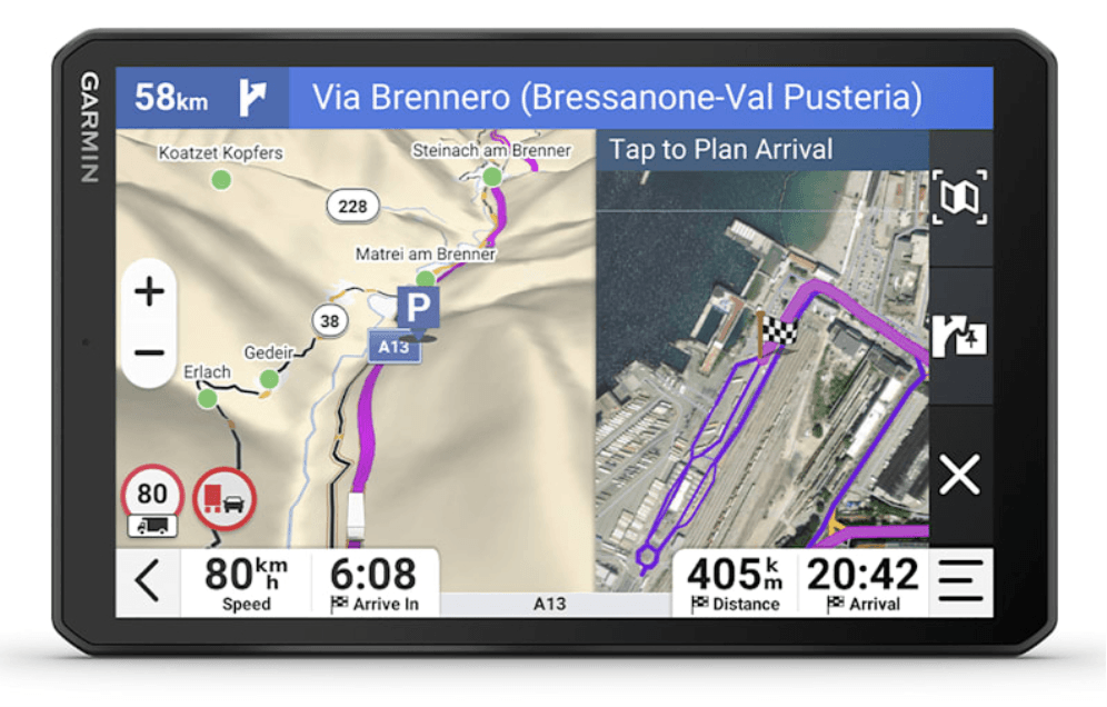 Garmin dezl LGV820 navegador Fijo 20,3 cm (8") TFT Pantalla táctil 405 g Negro