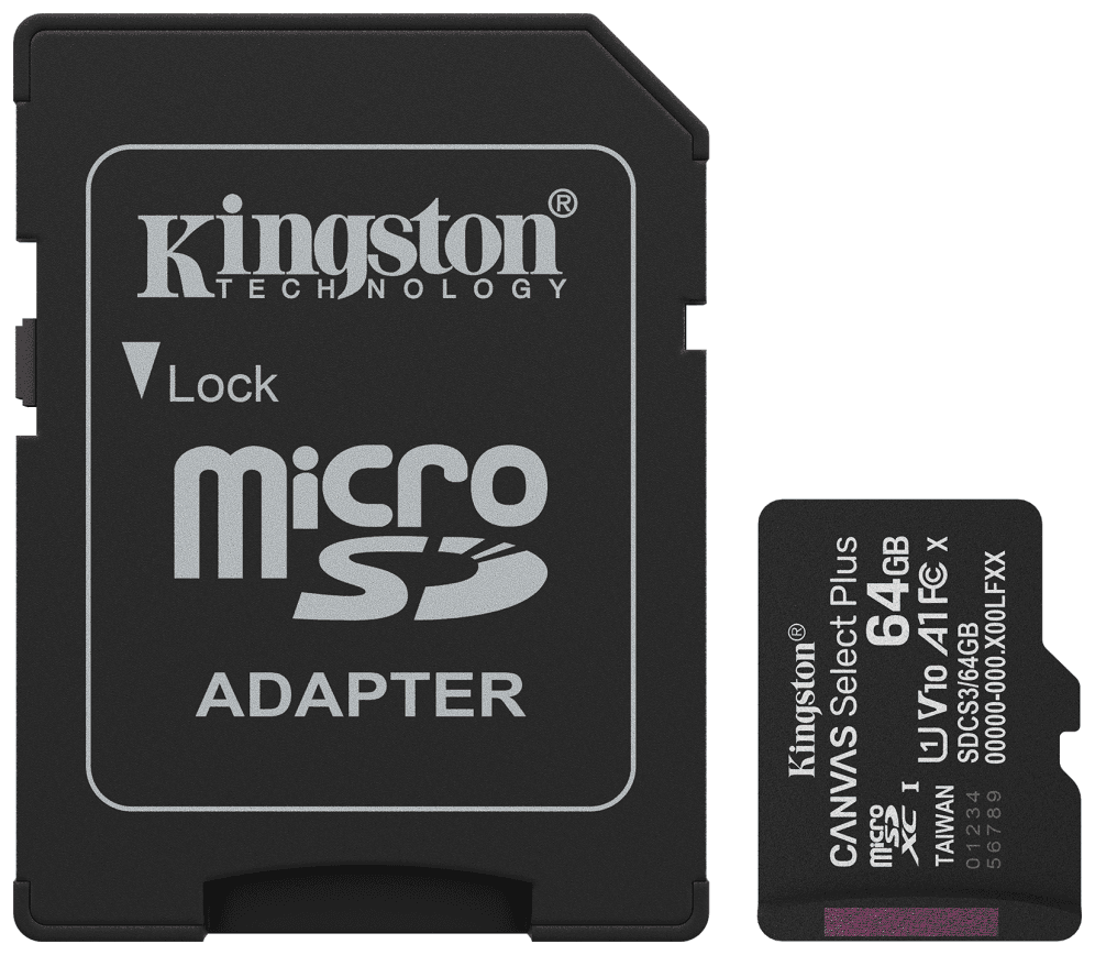 Kingston Technology 64GB microSDXC Canvas Select Plus Gen3 100MB/s A1 (Incluye adaptador de SD)