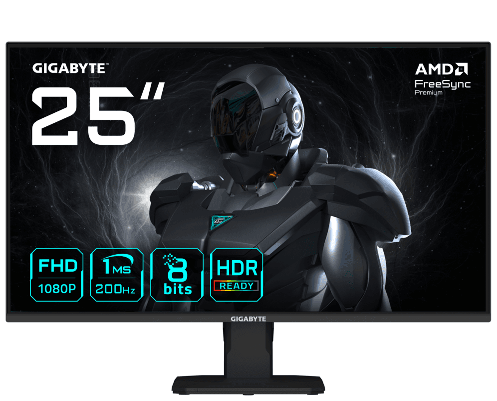 GIGABYTE GS25F2 Monitor Gaming 25" FHD - 1920 x 1080, 200Hz, 1ms, 300 cd/m², Display HDR 10, HDMI 2.0, DisplayPort 1.4