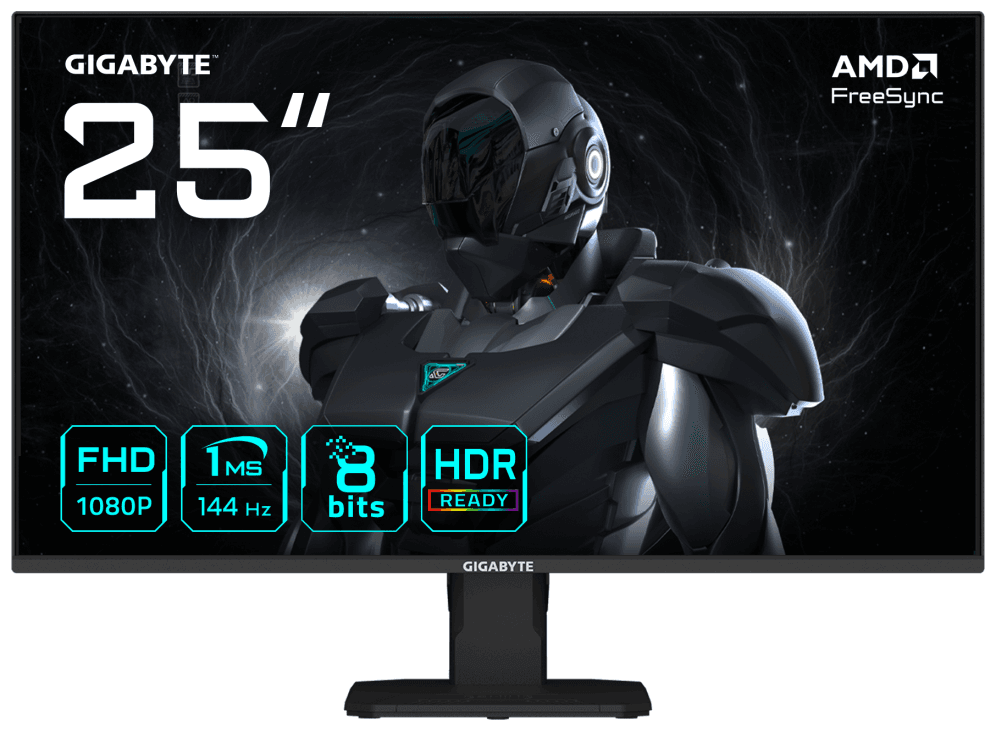 GIGABYTE GS25F14 Monitor Gaming FHD de 25” - 1920 x 1080, 144Hz, 1ms, 300 cd/m², Display HDR 10, HDMI 2.0, DisplayPort 1.2