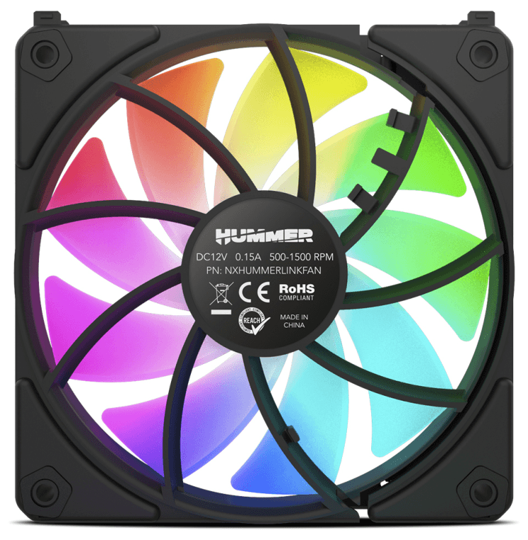 NOX Hummer NXHUMMERELINKBK sistema de refrigeración para ordenador Carcasa del ordenador Ventilador 12 cm Negro 1 pieza(s)
