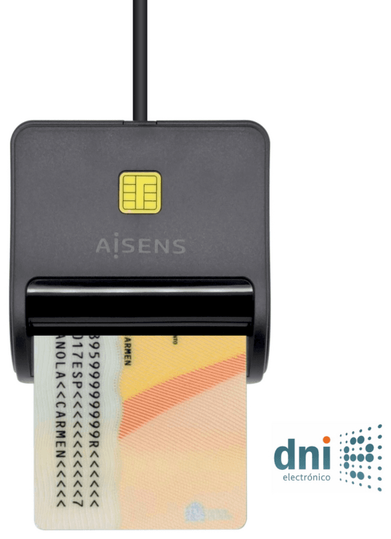 AISENS Lector de Tarjeta Inteligente DNI, Negro