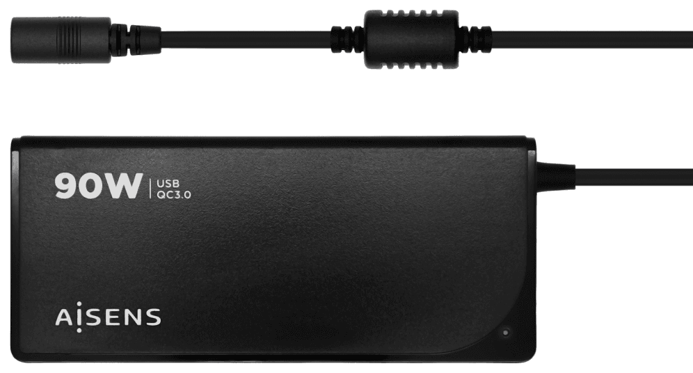 AISENS ASLC-90WAUTO-BK adaptador e inversor de corriente Interior 90 W Negro