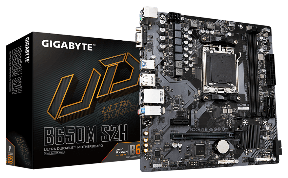 GIGABYTE B650M S2H Placa base - AMD Ryzen serie 9000, VRM de 5+2+2 fases, hasta 6400 MHz DDR5 (OC), 1xPCIe 4.0 M.2, LAN GbE, USB 3.2 Gen 1