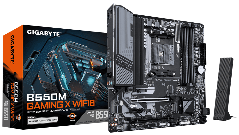 GIGABYTE B550M GAMING X WIFI6 Placa base - Procesadores AMD Ryzen 5000, VRM de 5+3 fases, hasta 3200 MHz DDR4, 1x M.2 PCIe 4.0 + 1x M.2 PCIe 3.0, Wi-Fi 6, LAN 1 GbE, USB 3.2 Gen 1