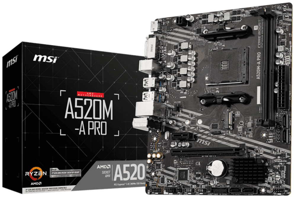 MSI A520M-A PRO placa base AMD A520 Zócalo AM4 micro ATX