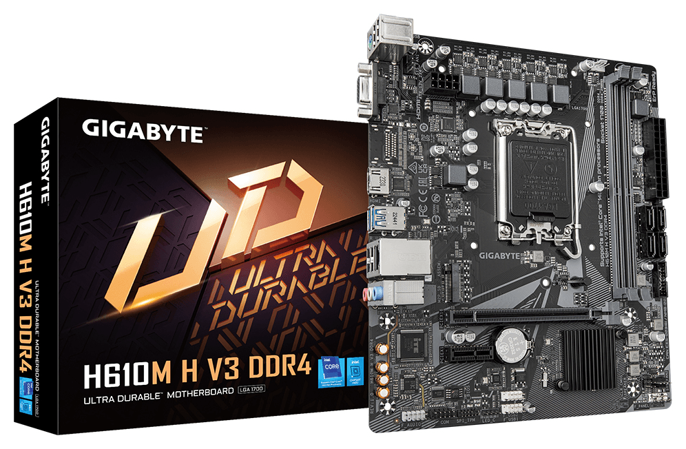 GIGABYTE H610M H V3 DDR4 Placa base - Compatible con procesadores Intel Core 14th CPUs, 4+1+1 Hybrid Phases Digital VRM, up to 3200MHz DDR4, 1xPCIe 3.0 M.2, GbE LAN, USB 3.2 Gen 1