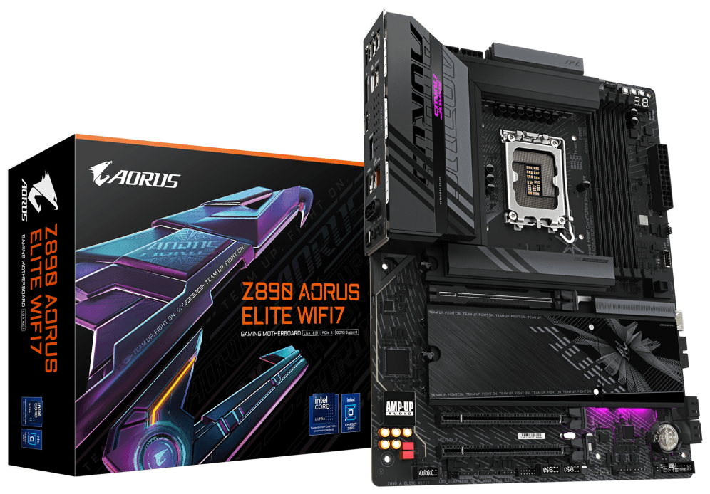 GIGABYTE Placa base Z890 AORUS ELITE WIFI7 - Compatible con CPUs Intel Core Ultra (Serie 2), VRM de 16+1+2 fases, hasta 8800MHz DDR5 (OC), 1xPCIe 5.0 + 3xPCIe 4.0, Wi-Fi 7, LAN 2.5GbE, Thunderbolt 4