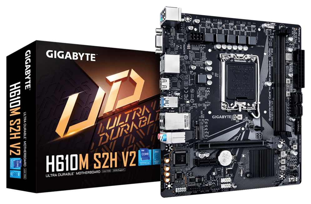 GIGABYTE H610M S2H V2 Placa base - Soporta CPUs Intel Core de 14ª generación, 4+1+1 Fases Híbridas VRM Digital, hasta 5600MHz DDR5, 1xPCIe 3.0 M.2, GbE LAN, USB 3.2 Gen 1