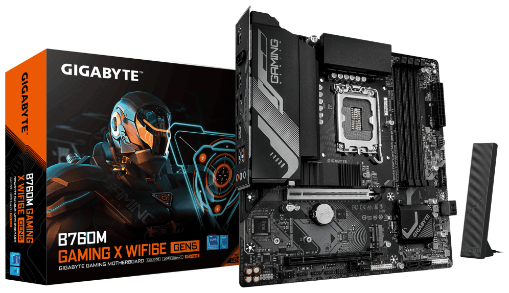 GIGABYTE B760M GAMING X WIFI6E GEN5 Placa Base – Compatible con procesadores Intel Core 14ª generación, VRM de 8+1+1 fases, hasta 5600 MHz DDR5, 2 x M.2 PCIe 4.0, Wi-Fi 6E, LAN 2.5 GbE, USB 3.2 Gen 1