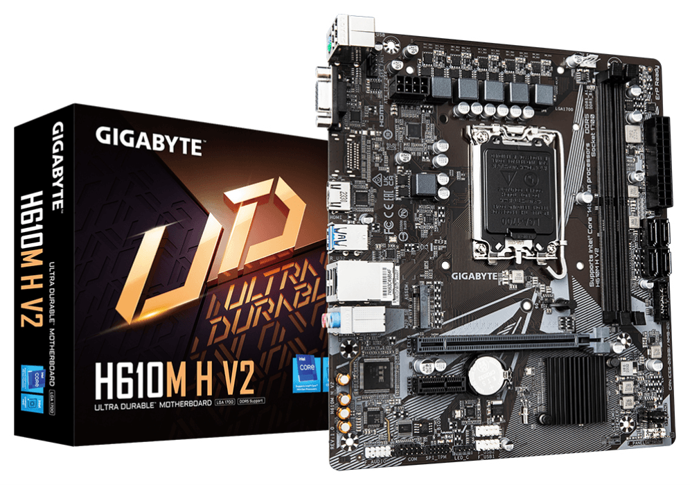 GIGABYTE H610M H V2 Placa base - Compatible con procesadores Intel Core 14th CPUs, 4+1+1 Hybrid Digital VRM, up to 5600MHz DDR5, 1xPCIe 3.0 M.2, GbE LAN, USB 3.2 Gen 1