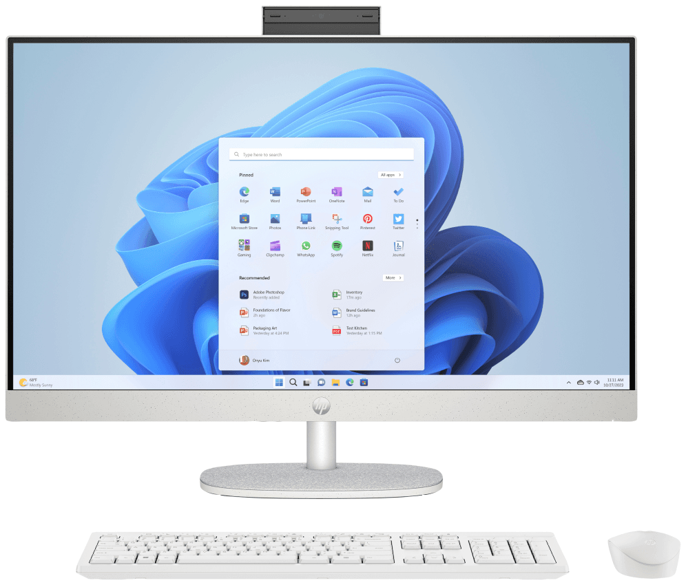 HP 27 inch All-in-One 27-cr0130ns PC Intel® Core™ i5 i5-1335U 68,6 cm (27") 1920 x 1080 Pixeles 8 GB DDR4-SDRAM 512 GB SSD FreeDOS Wi-Fi 6 (802.11ax) Blanco