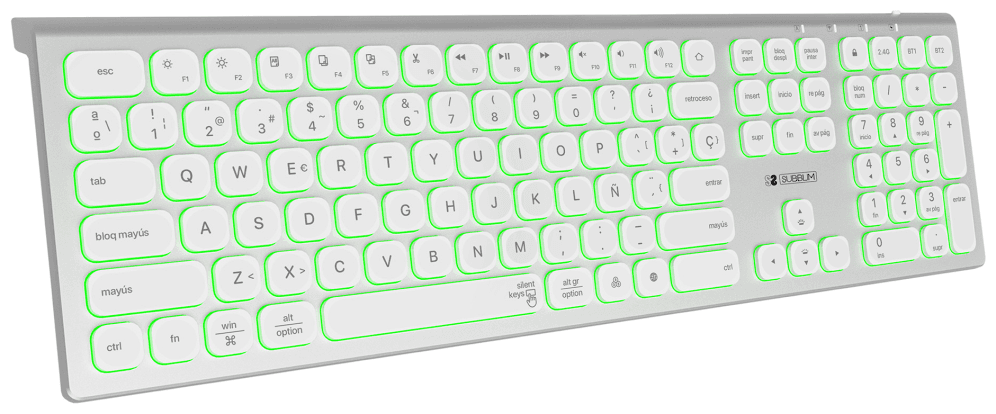 SUBBLIM Teclado Bluetooth/2.4G Master iluminado Ext P/B