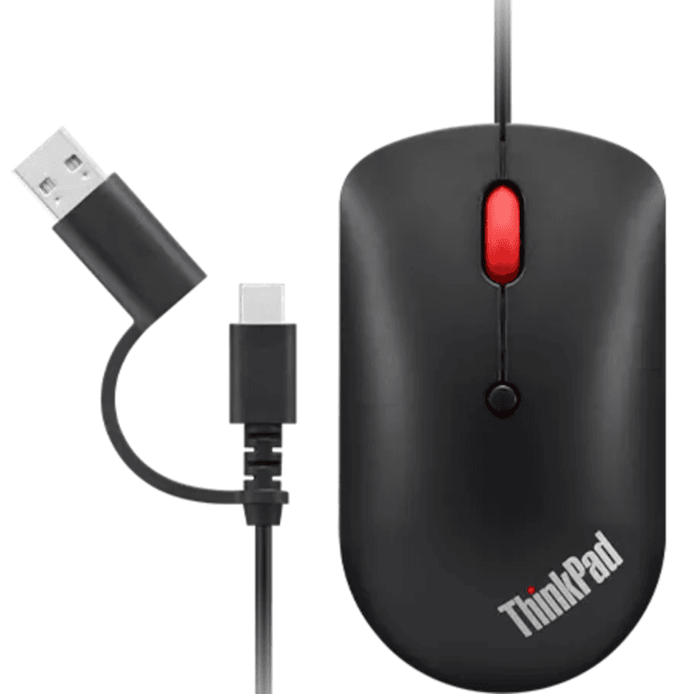 Lenovo 4Y51D20850 ratón Oficina Ambidextro USB Tipo C Óptico 2400 DPI
