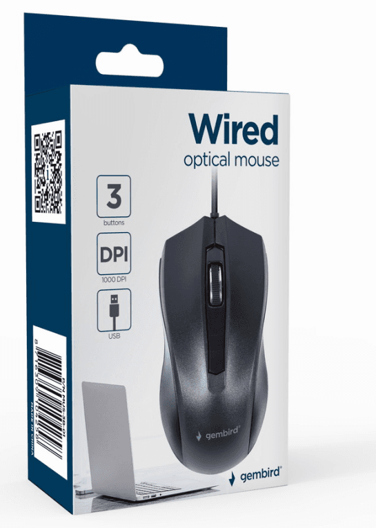 Gembird MUS-3B-01 ratón Oficina Ambidextro USB tipo A Óptico 1000 DPI