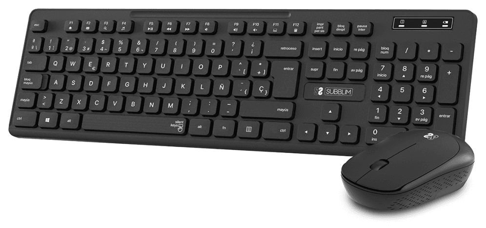 SUBBLIM Teclado Ergonómico y ratón Combo Business Slim Silencioso Inalámbrico 2.4G